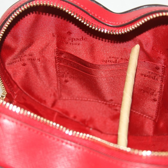NWT Kate Spade Love Shack Heart Bag Crossbody Purse Leather Candied Cherry Red - Picture 7 of 7